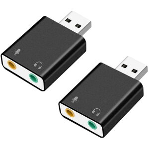 USB �I�[�f�B�I�ϊ��A�_�v�^�[ �O�t�� �T�E���h�J�[�h USB 3.5mm �~�j �W���b�N �w�b�h�z���E�}�C�N�[�q PS4/MacBook/Mac Mini/iMac/Windows PC�ȂǑΉ� �h���C�o�[�s�v(2����)