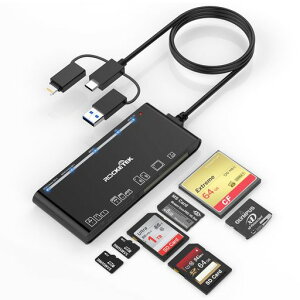 �y�ŐV���ǃ��f���z7in1 SD�J�[�h���[�_�[ Lightning/USB-C/USB-A�Ή� 5Gbps�����]�� �ő�2TB�Ή� SD/TF/CF/MS/XD �������[�J�[�h���[�_�[ OTG�@�\�t�� �ʐ^�E����o�b�N�A�b�v