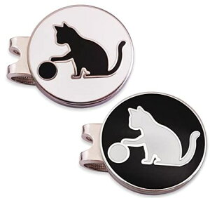 Adhereゴルフマーカーゴルフキャップクリップ磁気両面ロゴボールマークかわいい猫と肉球デザイー2個入り
