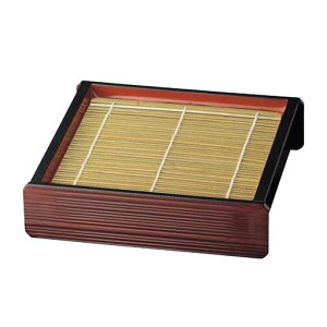 J-kitchensそば器ざるそば線筋角ザル(底板付)溜内朱割れにくい樹脂製20.8x19.3x5.5cm日本製