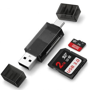 ANNIBER SD�J�[�h���[�_�[ 2-in-1 Type-C&USB3.0 �}�C�N��SD�J�[�h���[�_�[ OTG�Ή� �������]�� �^�C�vc �J�[�h���[�_�[ 2TB�܂ŃT�|�[�g iPhone17���� iPhone16�E15�V���[�Y/Galaxy