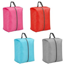 PATIKIL 旅行用シューズバッグ 4個セット 男性用&女性用 防水 ジッパー付き ミックスカラー(スカイブルー グレー レッド ピンク)