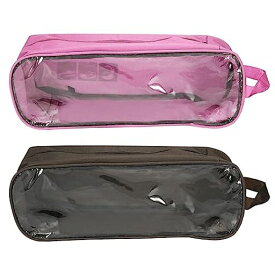 PATIKIL ゴルフシューズバッグ 2個 携帯用 スポーツシューズオーガナイザーバッグ 通気性ジッパー付き 靴袋 スポーツ ジム 旅行用 ブラウン ピンク
