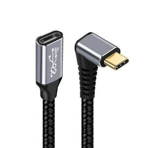 NFHKアップダウンアングルUSB-CUSB3.1TypeCオス-メス延長データケーブル10Gbps100Wスリーブ付きノートパソコン用100cm