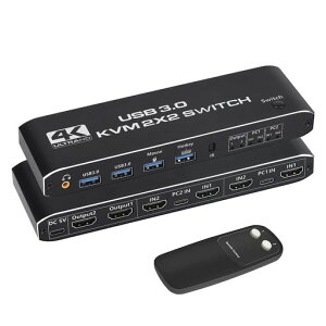 4K@60HzHDMIKVMؑ֊22oKVMXCb`2x24USB3.02̃j^[2̃p\RLCXL[{[hA}EXAUSBfBXNAv^[Ή3.5mm(IRRt)