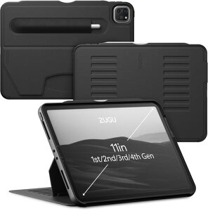 ZUGU CASE iPad Pro 11 2022 ��4���� / 2021 ��3���� / 2020 ��2���� / 2018 ��1���� �ƌ݊������� �P�[�X �ɔ� �����Ռ��ی� 8�i�K�X�^���h�@�\ �X�^�C���X�y���z���_�[ ���C�����X�[�d �I�[�g�X���[�v