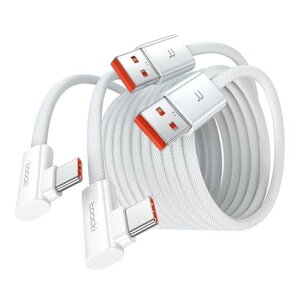 toockiusb-cケーブルL字コネクタ【1M+1M2本】ホワイト6A急速充電ナイロン編みQuickCharge3.0/2.0対応アンドロイドiPhone17/iPhone16/iPhone15/Plus、MacBook