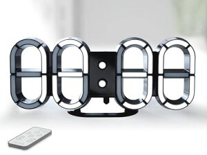 KOSUMOSULed置き時計デジタル時計目覚まし時計9.7インチブラック掛け時計かっこよくリビング装飾用黒い時計リモコン付き12/24H温度表示デスクトップ時計ACD-310B...