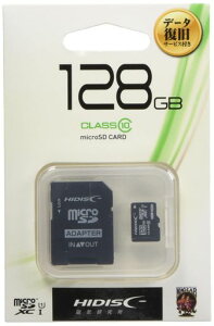 HIDISC microSD�J�[�h [�f�[�^�����t] 128GB SDXC �d�v�f�[�^ ���� �ۑ� �f�[�^�]�� �o�b�N�A�b�v �ʐ^ ���� CLASS10 UHS-1�Ή� SD�A�_�v�^[M��1/2]