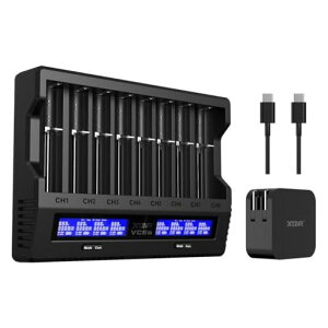 XTAR VC8S 18650�o�b�e���}���[�d�� 3Ax2/2Ax4/1Ax8/0.25Ax8 1.2V �P3�E�P4�`�j�b�P�����f14500 20700 27100���`�E���d�r�[�d�ɑΉ� 8�{�����e�ʑ���\ (VC8�[�d��+45W PD�[�d��)