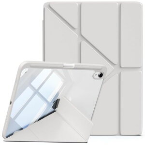 LsmmpobaiPad11世代(A16)10世代ケース2025、202211/10.9インチ第10世代透明バックカバーペン収納多機能スタンドスリープ機能軽量薄型傷つけ防止TPU裏全透明PU合成レザーグレー
