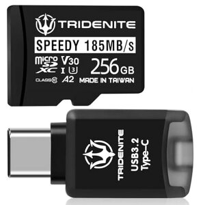 TRIDENITE185MB/sSPEEDY256GBmicroSD�J�[�h�tiPhone17/16/15�p�J�[�h���[�_�[USB3.2Type-CDDR200���y�ʏ��^OTG�O�t���������A�_�v�^�Z�b�gTCRS-M32C256