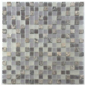 NEOアンドヴェール15角ガラス天然石モザイクタイルシート30cm裏ネット貼りAD-102