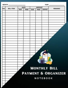 MonthlyBillPayment&OrganizerNotebook:BillChecklistPlannerMoneyDepartmentTrackerSimpleHomeBudgetSpreadsheet|
