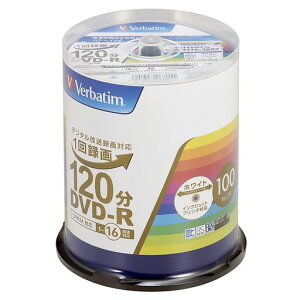 Verbatim �o�[�x�C�^�� 1��^��p DVD-R CPRM 120�� 100�� �z���C�g�v�����^�u�� �Ж�1�w 1-16�{�� VHR12JP100V4