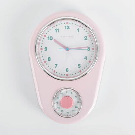 SOSOREEN デザイン時計 壁掛け時計 静音 連続秒針 デスククロック 生活のお供 キッチン時計 かけ時計 キッチン用 リビング 寝室 インテリア時計 ウォールクロック(ピンク)