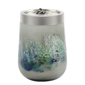 VOREEN卓上噴水冷白LEDライト、インテリア室内水の音癒し750ml水循環加湿USB給電、自宅/オフィス装飾ヨガ瞑想幸運をもたらし、富を増やし(灰色)