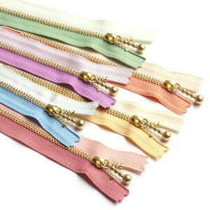 Y.K.K玉付きファスナーコンビカラー金具ゴールド6本セット12cm