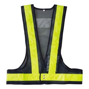 緑十字LED安全ベスト紺メッシュ地/赤LED/蛍光黄反射LEDベスト減算KY減算Rフリーサイズ