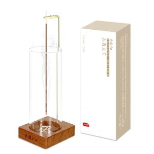 AdLifeお香立て灰がこぼれない吊り下げ式線香立て香炉ガラス真鍮木製台座おしゃれ可愛いインテリア香道仏壇寝室書斎玄関ヨガ瞑想贈り物に(円形)