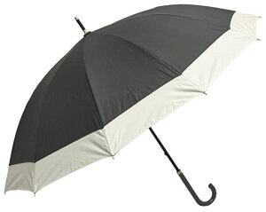 長傘日傘晴雨兼用レディース軽量丈夫グラスファイバー12本骨親骨55cm内側コーティングUV99.9%カット一級遮光UPF50+遮熱おしゃれバイカラーブラック