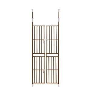 BTMペットゲート脱走防止柵ロック付きドアフェンス留守番保護猫用多頭飼い多頭スチールペットケージ廊下玄関飛び出し防止ブラウン