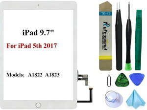 iPad5��5����2017(A1822A1823)�����p�X�N���[���f�W�^�C�U�[����(LCD�͊܂܂�܂���)�z�[���{�^���t��+�v���C���X�g�[���ڒ���+�c�[���Z�b�g(�z���C�g)