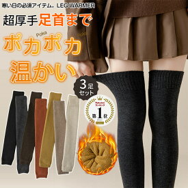 ＼楽天一位／送料無料 3足セット レッグウォーマー パイル地 裏起毛 靴下 レディース 綿混無地 ロング ルームソックス 極暖 冷え性 冷え取り 寝るとき 就寝用 プレゼント 母 足首 冷え ロング ハイソックス 深いリブ シンプル スポーツ 厚手 保暖 秋冬 運動 抗菌 無地