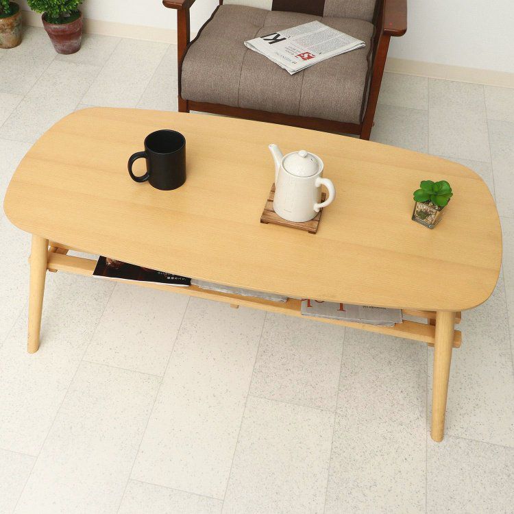 折りたたみテーブル おしゃれ 木製 リビングテーブル 幅100×奥行50×高さ40cm ナチュラルのサムネイル