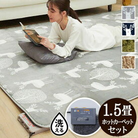 【ポイント10倍 5/23 20:00 - 5/27 01:59】 ホットカーペットカバー 1.5畳（185×130cm） ホットカーペット本体＆カバーセット 洗える おしゃれ