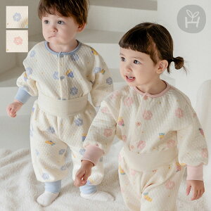 ラリー キルト ベビーラウンジウェア 赤ちゃん トップス ボトムス ベビー 上下セット トレーナー Tシャツ パンツ セット 室内 活動服 花柄 ピンク ブルー