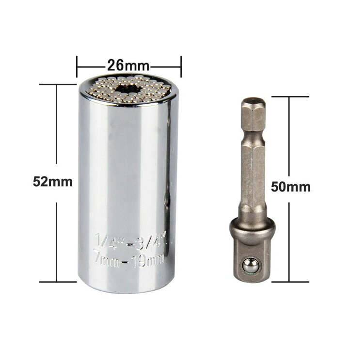 万能 ソケットレンチ セット(7-19mm,1/4〜3/4インチ)ユニバーサル グリッパー ドリルアダプター 2点セット なめたボルト インチねじ ほとんどすべてのボルト ナット フックねじ ソケットを替えずに作業 時間短縮 能率アップに直結 緊急救助作業 防災用 ... 万能 ソケットレンチ セット(7-19mm,1/4〜3/4インチ)ユニバーサル グリッパー ドリルアダプター 2点セット なめたボルト インチねじ ほとんどすべてのボルト ナット フックねじ ソケットを替えずに作業 時間短縮 能率アップに直結 緊急救助作業 防災用 ...