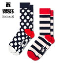 Happy Socks 公式 【2足セット】クルー丈 ソックス クラシックビッグドット / ハッピーソックス ソックス 靴下 メンズ レディース ユニセックス ギフト プレゼント 柄 オシャレ クルーソックス ボーダー 水玉 ドット