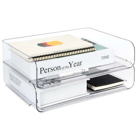 ファイルボックス 2個セット A4サイズ対応 縦型収納 アクリル 透明 書類ケース ファイルスタンド 卓上 本棚 オフィス 整理整頓 事務用品