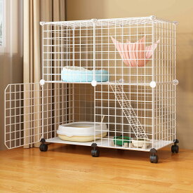 猫ケージ 組み立て完成サイズ 猫ハウス [ cm] [ ]大型猫用 室内用猫のゲージ 移動便利 折り畳み式 組立簡単 取り外し可能なペット用品 室内飼い DIY 組え 組み換え自由な棚板お手 室内遊び用