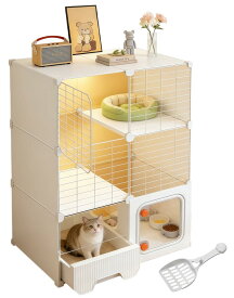 猫 ケージ 3段2列 大型 引き出し式トイレ付き 70 x 35.6 x 105 cm キャットケージ 飛散軽減 多頭飼い ネコ 脱走防止 高耐久性