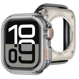 Apple Watchケース 44mm対応 3in1 メタルケース 保護カバー バンド一体型 高耐久 耐衝撃 装着簡単 着脱可能 画面保護 腕時計 アクセサリー ステンレス調 おしゃれ スマートウォッチ用 シルバー