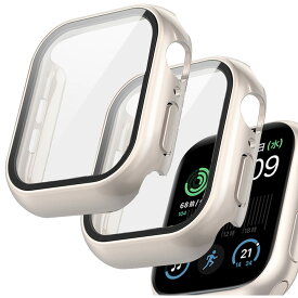 Apple Watch カバー 2個入り ケース 全面保護 46mm 45mm 44mm 42mm 41mm 40mm 防水 防塵 耐衝撃 強化ガラスフィルム 一体型 PC素材 高透過率 高感度 装着簡単 アップルウォッチ 保護カバー 薄型 軽量 メン