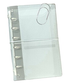 システム手帳 ミニ6穴 バインダー クリア 透明 三つ折りタイプ ポケット付き 薄型 コンパクト 手帳カバー DIY カスタマイズ 持ち運び 収納 文房具 ビッグクリップ付き
