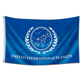 United Federation of Planets Flag 3x5 Feet Double Sided Black Man Cave Garage with Brass Grommets