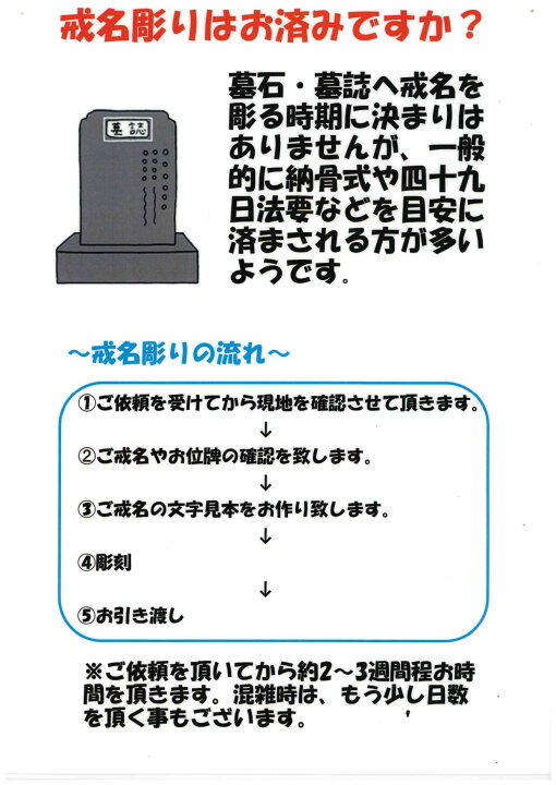 楽天市場】地域限定！拓本取って頂く方限定！戒名彫り 戒名追加 文字彫 