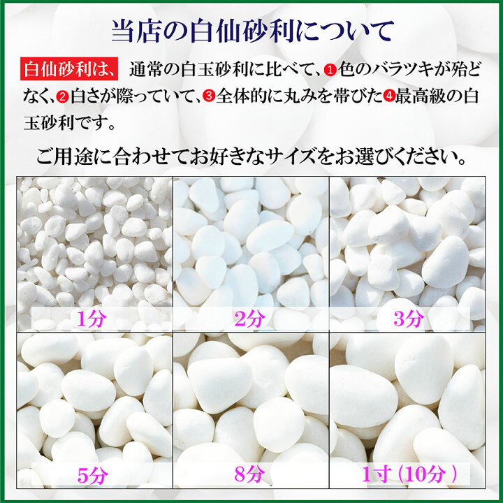 楽天市場】砂利 白 白玉砂利 白仙 最高級 8分 23-30mm 100kg 20kg*5 