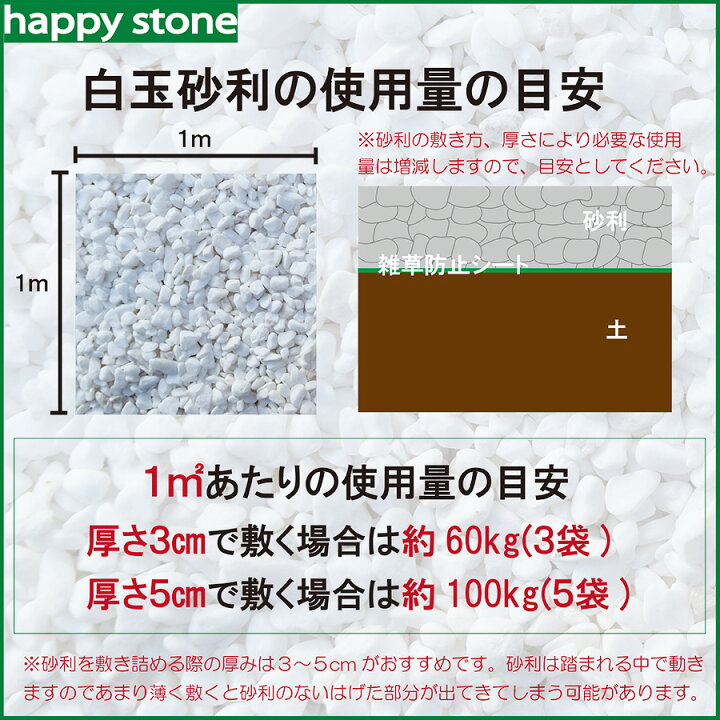 楽天市場】砂利 白 白玉砂利 玉砂利 1分 3-5mm 60kg 化粧石 化粧砂利 