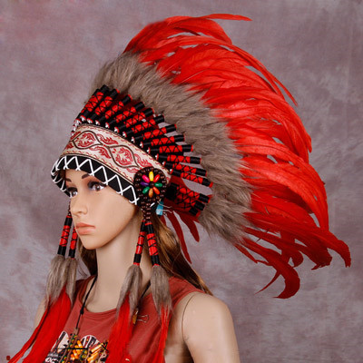楽天市場】インディアン 頭飾り コスプレ 羽根帽 野人頭飾り 酋長羽根