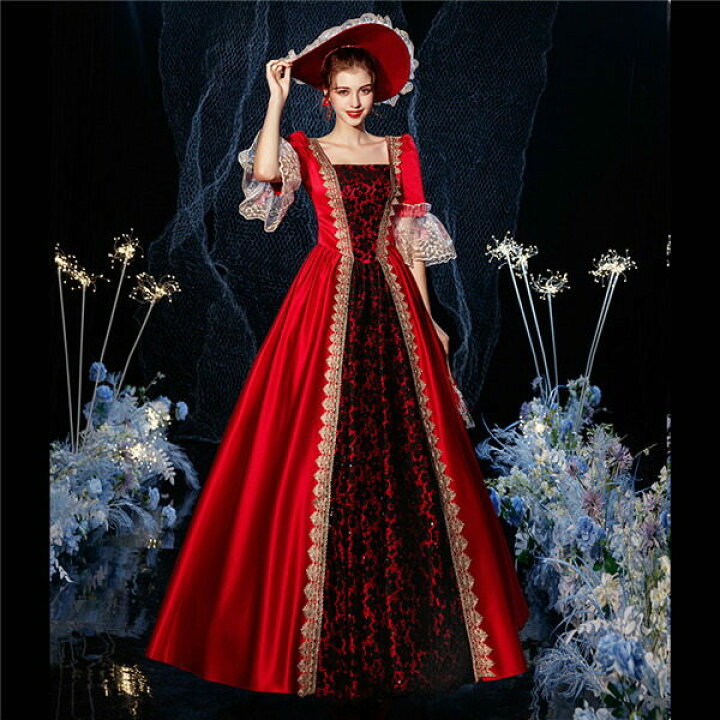 楽天市場 プリンセス シェイクスピア ロココ調 ゴシック ビンテージ 18世紀 貴族風 宮廷 お姫様ドレス バケーションドレス 3 4スリーブ ドレス パーティーコスチューム 仮面舞踏会 女性用 コスチューム コスプレ パーティー マスカレード ウェディングパーティー D9319c0