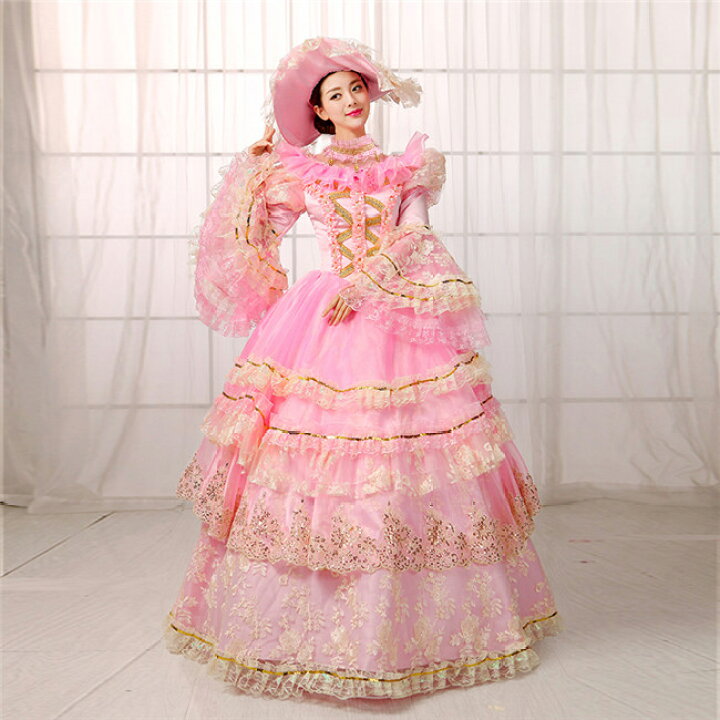 マリー アントワネット ロココ調 貴族風 ドレス 宮廷 18世紀 女性用 お姫様ドレス バケーションドレス ボールガウン クリスマスフレア