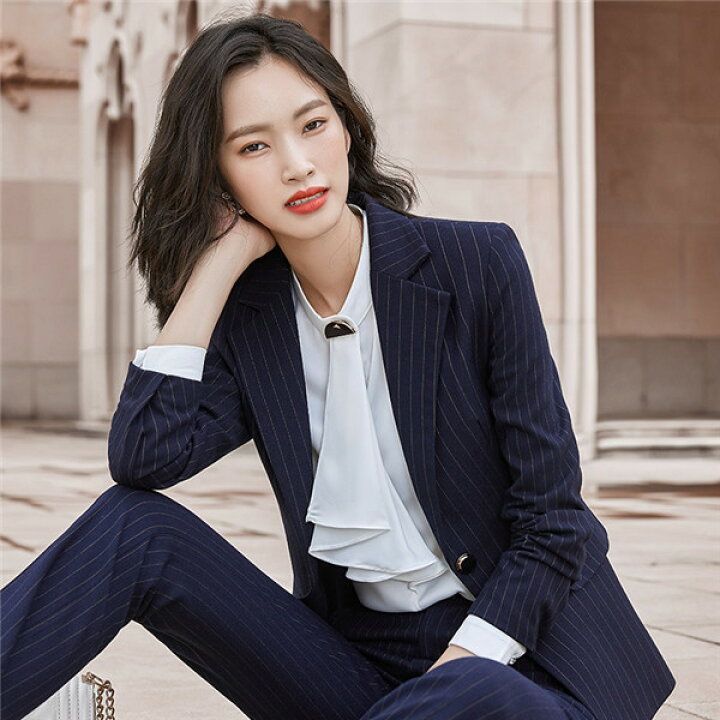 楽天市場】スーツ レディース パンツスーツ セットアップ 縦縞  