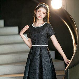 ピアノ発表会 ドレス 子供 女の子 発表会 ドレス 子ども ワンピース ブラック 黒 ノースリーブ 半袖 お祝い日 演奏会 音楽会 フォーマル 誕生日 撮影 パーティー ジュニア キッズ ロングドレ