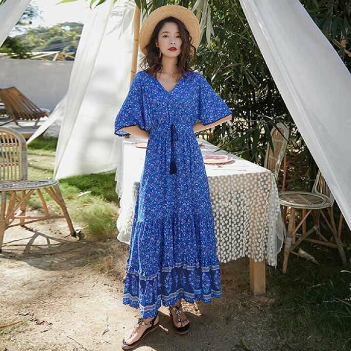 楽天市場 夏 ワンピース 沖縄 ボヘミアン ビーチ リゾート 旅行 夏 おしゃれ 袖あり 大人 レディース 韓国 ロング ビーチ 海 かわいい 夏 涼しい カジュア 女子高生 Dk046l6l6l6 発表会ドレス Happysunny