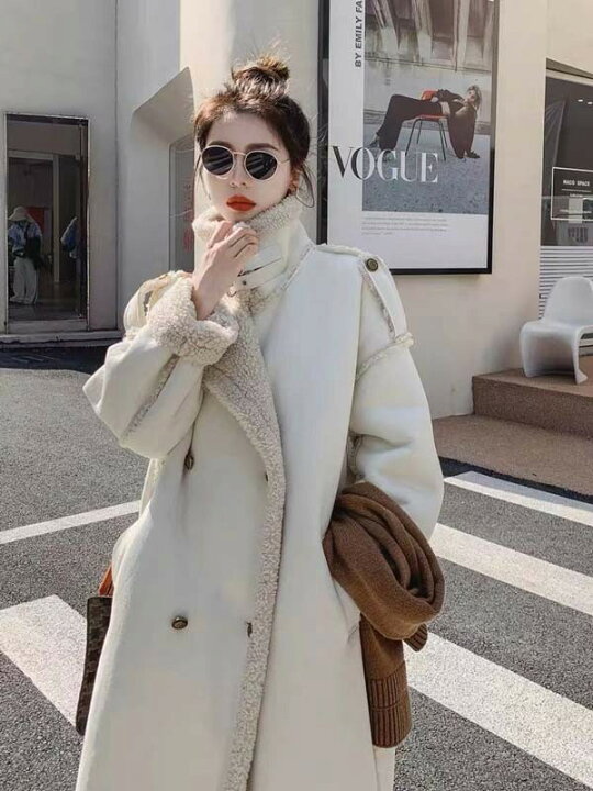 楽天市場】ロングコート アウター 厚手コート フェイクムートンコート  